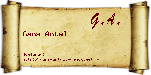 Gans Antal névjegykártya